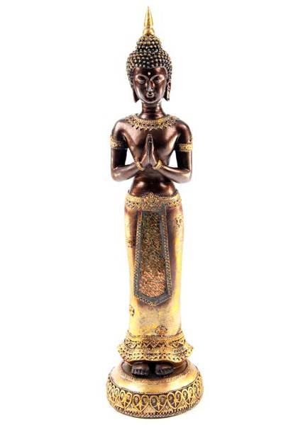 de große thai buddha figur statue stehend 44cm gold bronze